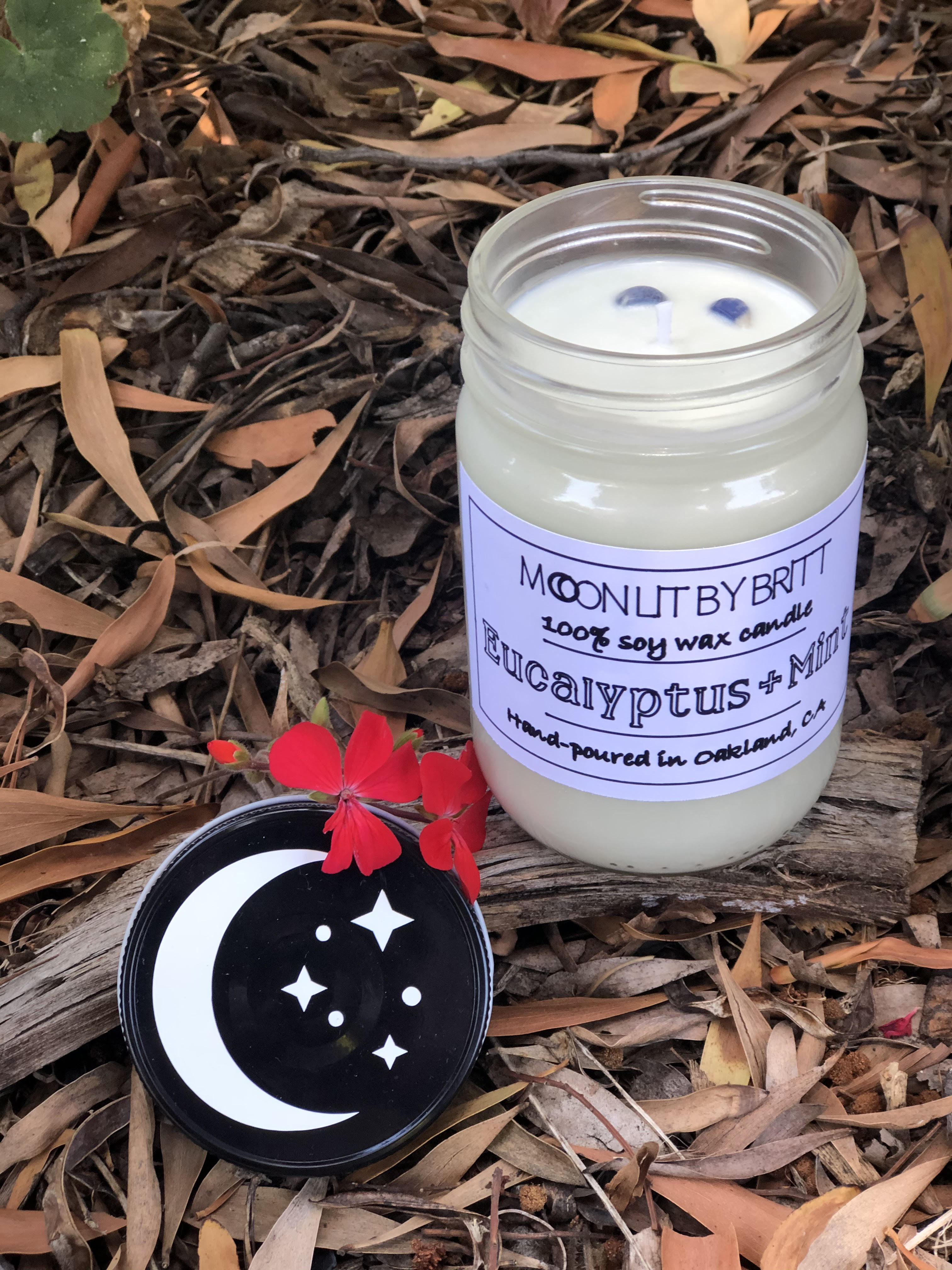 Eucalyptus + Mint 12 oz All Natural Aromatherapy | Zero Waste Ritual Soy Wax Candle Cooling and Invigorating