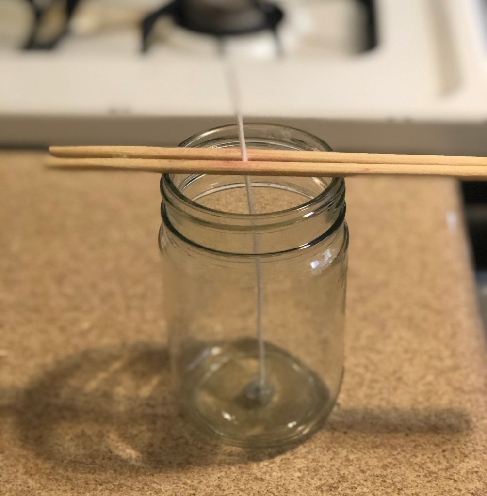 candlemaking glass jar wick chopstick